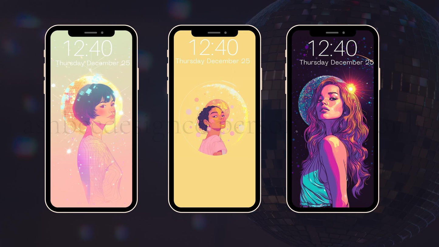 Disco Girl Phone Wallpaper Set: Retro Black Girl Magic Art (Digital Download)