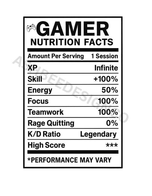 Gamer Chip Bag Label: Custom Party Favor Nutritional Label