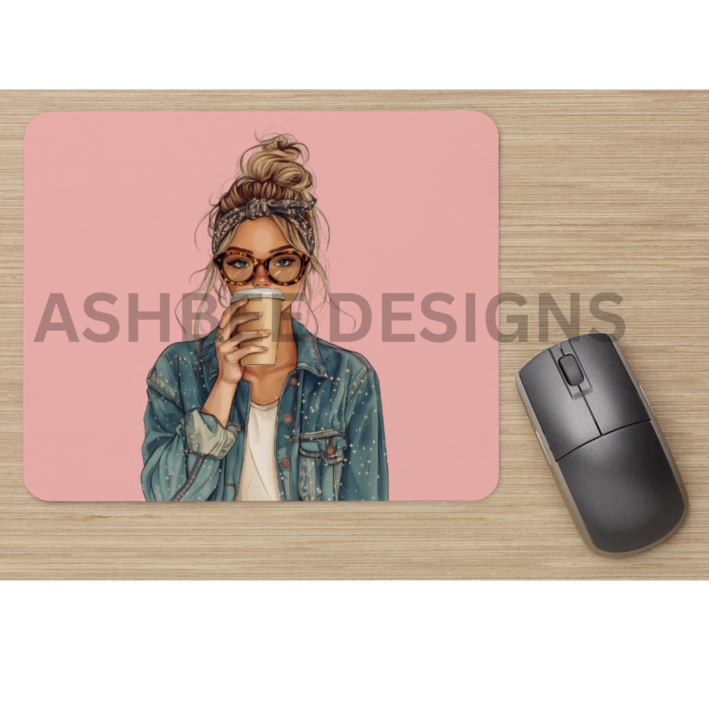 Messy Bun and Coffee  Mouse Pad