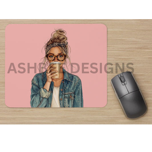 Messy Bun and Coffee  Mouse Pad