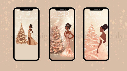 Black Girl Christmas Tree Art: Elegant Holiday PNG Set (Digital Download