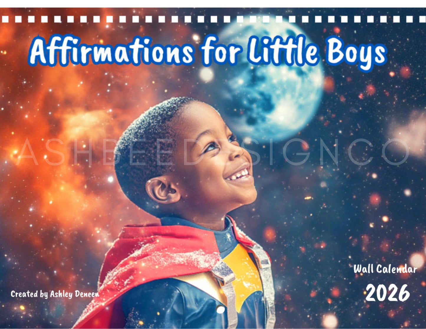 2026 Affirmation Calendar for Little Boys | Handmade Wall Calendar | Representation & Daily Inspiration