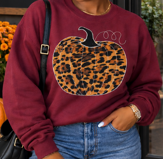Wild About Fall Leopard Pumpkin Sweatshirt PRE-ORDER